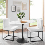 Lumen 48" Oval Faux Marble Dining Table in Black White