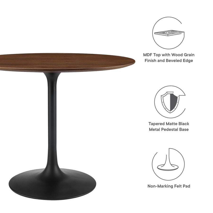 Lumen 36" Round Wood Dining Table in Black Walnut