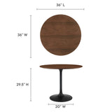 Lumen 36" Round Wood Dining Table in Black Walnut