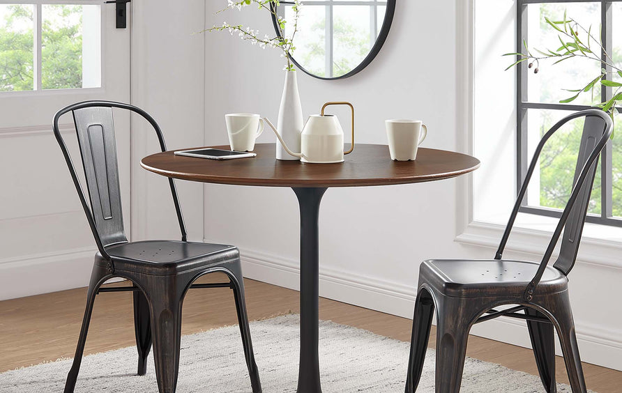 Lumen 36" Round Wood Dining Table in Black Walnut