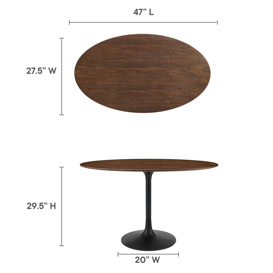 Lumen 48" Oval Wood Dining Table in Black Walnut