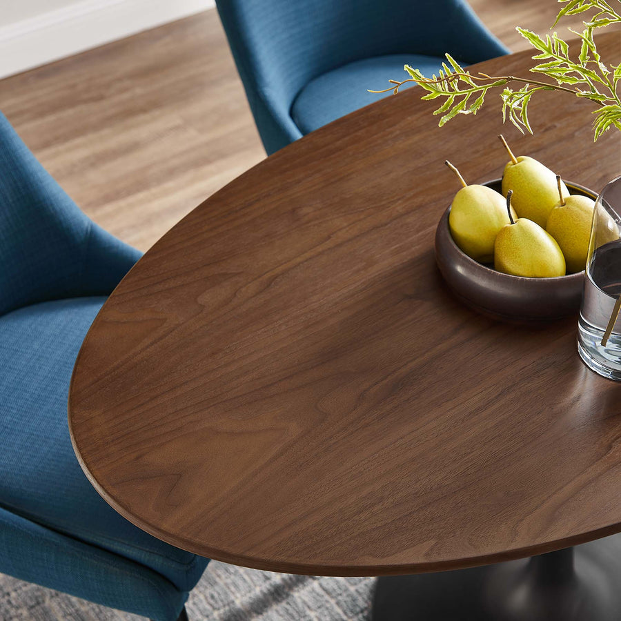 Lumen 48" Oval Wood Dining Table in Black Walnut