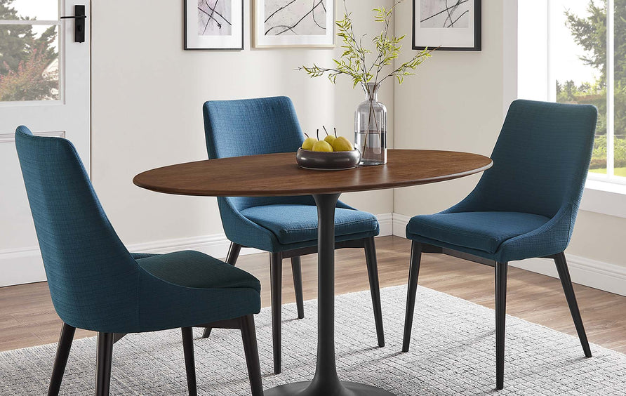 Lumen 48" Oval Wood Dining Table in Black Walnut