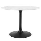 Lumen 40" Round Wood Dining Table in Black White