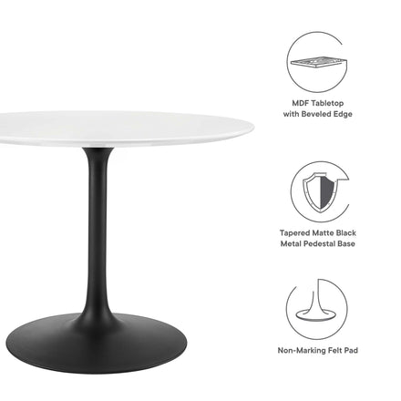 Lippa 40" Round Wood Dining Table in Black White