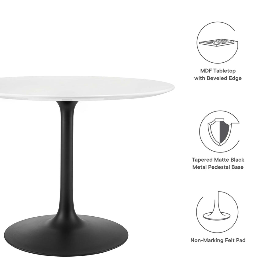 Lumen 40" Round Wood Dining Table in Black White