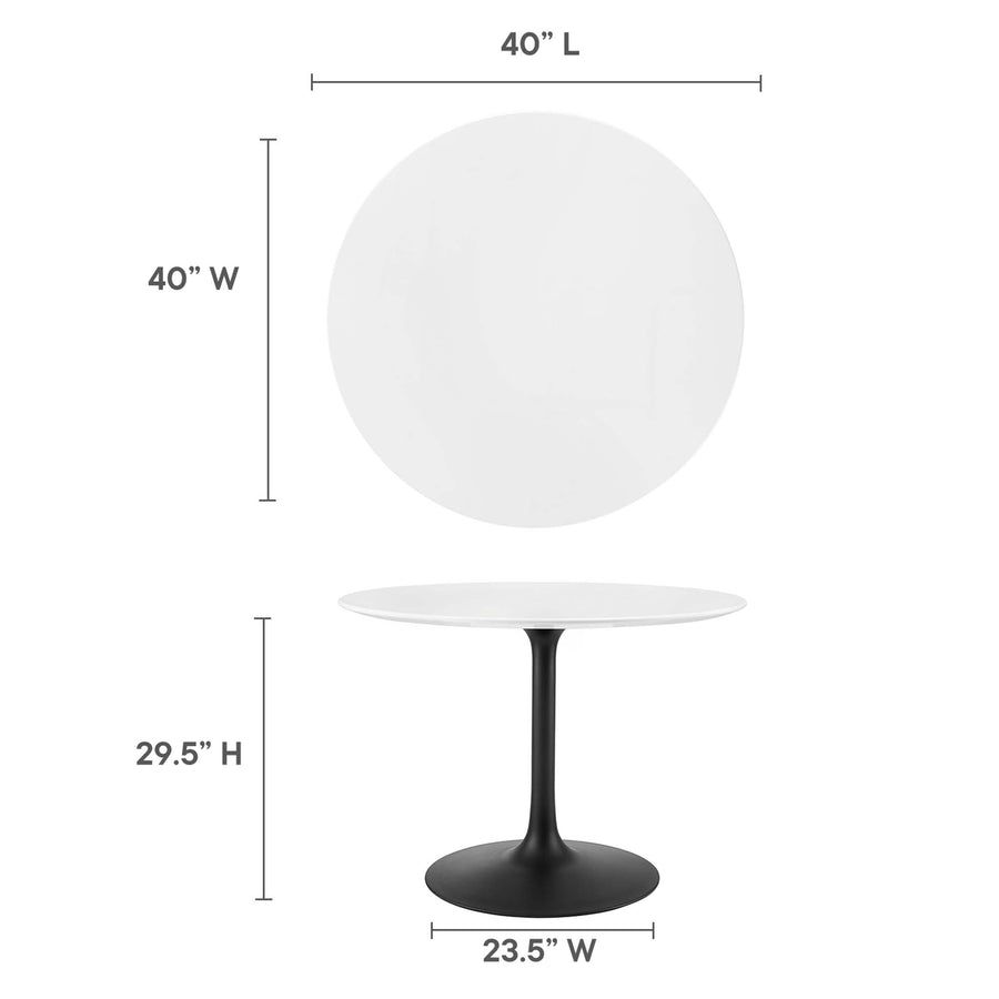 Lumen 40" Round Wood Dining Table in Black White