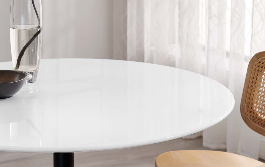 Lumen 40" Round Wood Dining Table in Black White