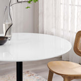Lumen 40" Round Wood Dining Table in Black White