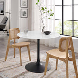 Lumen 40" Round Wood Dining Table in Black White