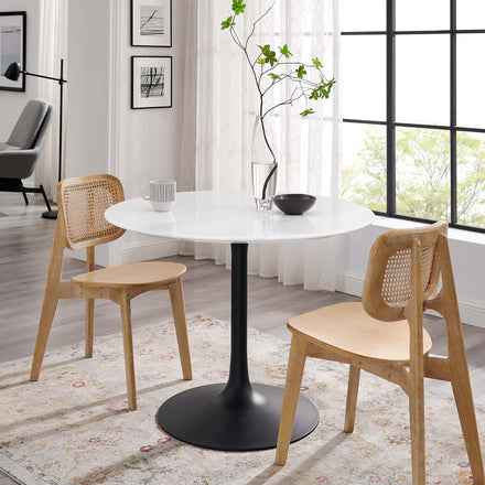 Lippa 40" Round Wood Dining Table in Black White