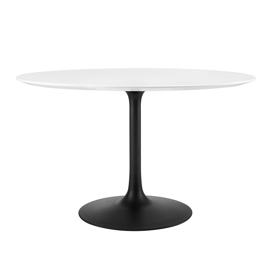 Lumen 48" Round Wood Dining Table in Black White