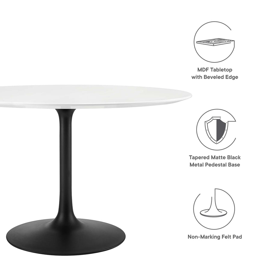 Lumen 48" Round Wood Dining Table in Black White
