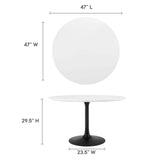 Lumen 48" Round Wood Dining Table in Black White