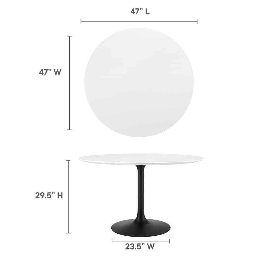 Lumen 48" Round Wood Dining Table in Black White