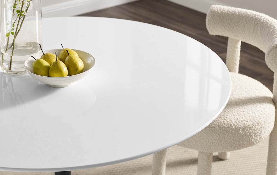 Lumen 48" Round Wood Dining Table in Black White