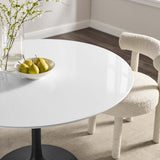 Lumen 48" Round Wood Dining Table in Black White