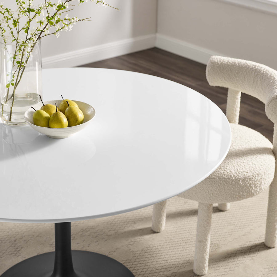 Lumen 48" Round Wood Dining Table in Black White