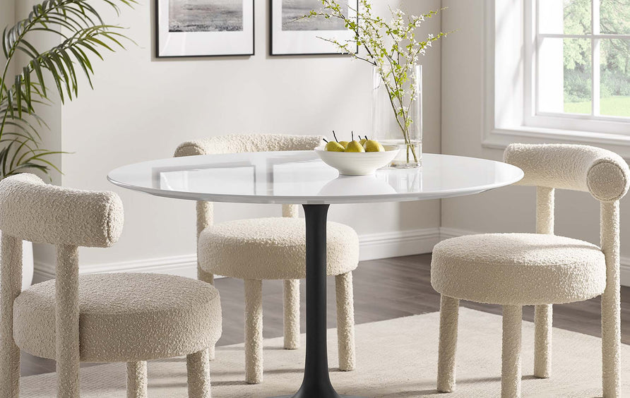 Lumen 48" Round Wood Dining Table in Black White