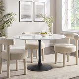 Lumen 48" Round Wood Dining Table in Black White