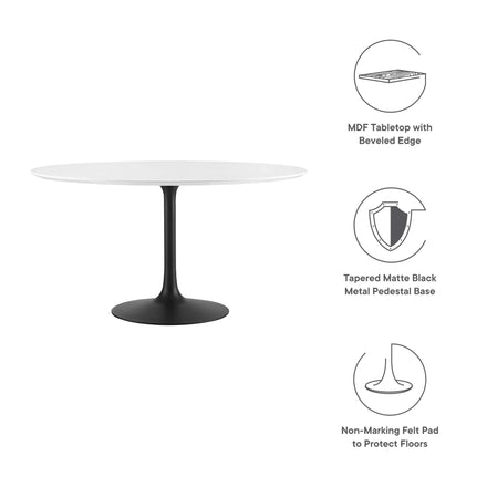 Lippa 54" Round Wood Dining Table in Black White