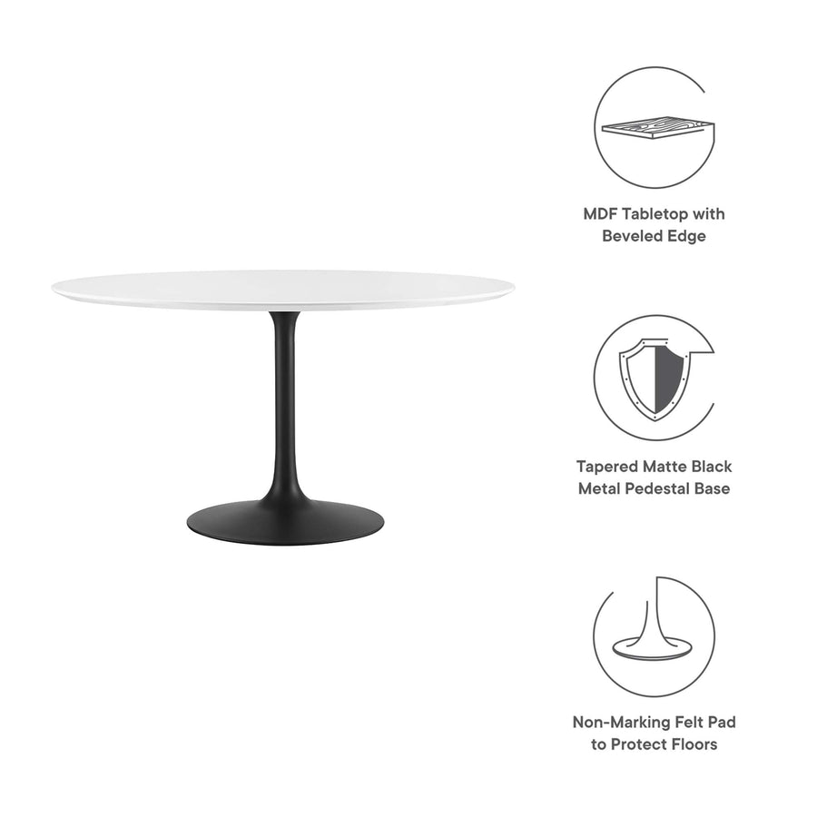 Lumen 54" Round Wood Dining Table in Black White