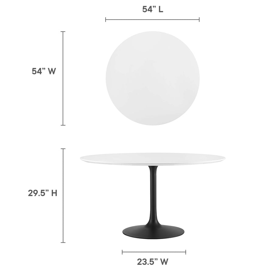Lumen 54" Round Wood Dining Table in Black White