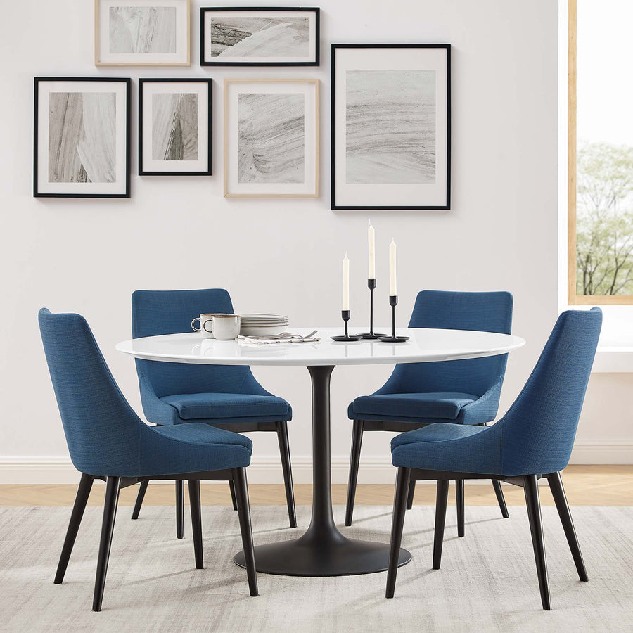 Lumen 54" Round Wood Dining Table in Black White