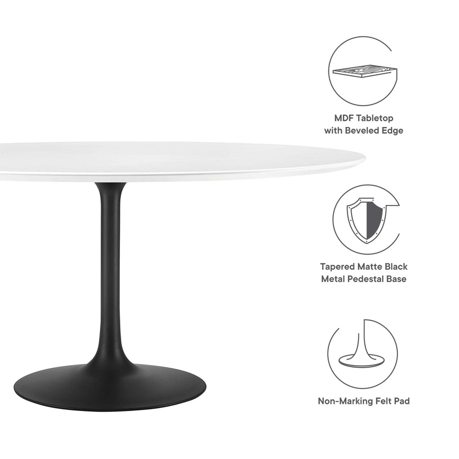 Lumen 60" Round Wood Dining Table in Black White