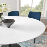 Lumen 60" Round Wood Dining Table in Black White