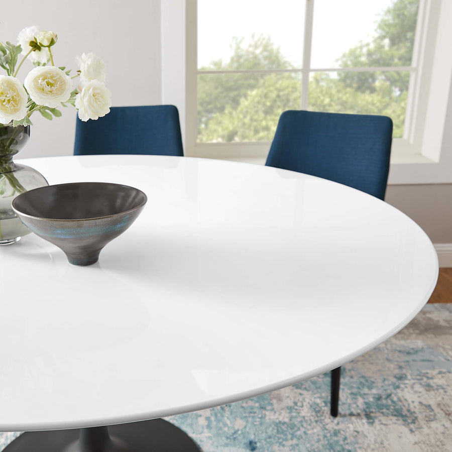 Lumen 60" Round Wood Dining Table in Black White