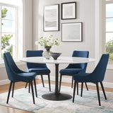 Lumen 60" Round Wood Dining Table in Black White