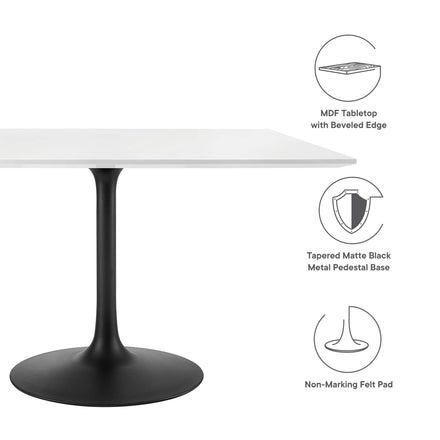 Lippa 48" Square Wood Dining Table in Black White