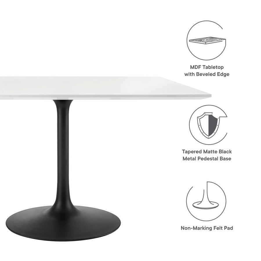 Lumen 48" Square Wood Dining Table in Black White