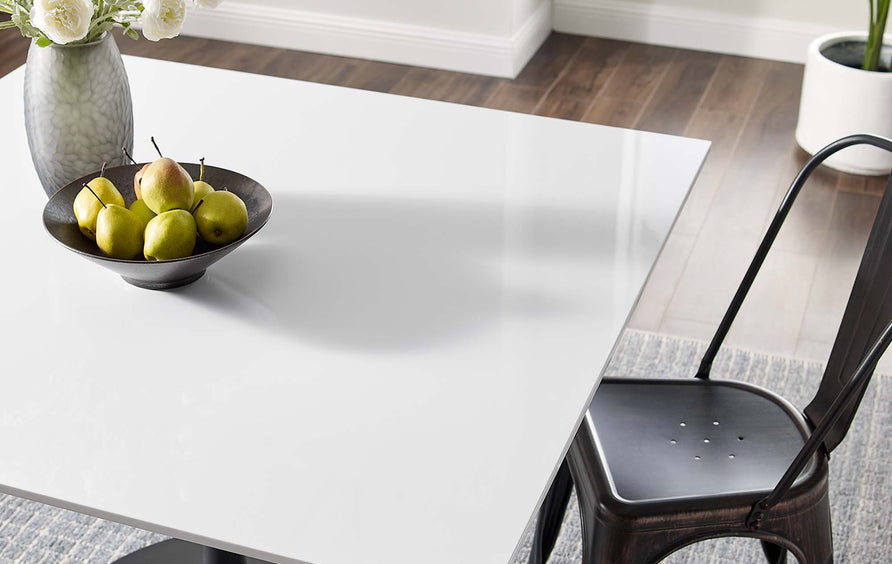 Lumen 48" Square Wood Dining Table in Black White