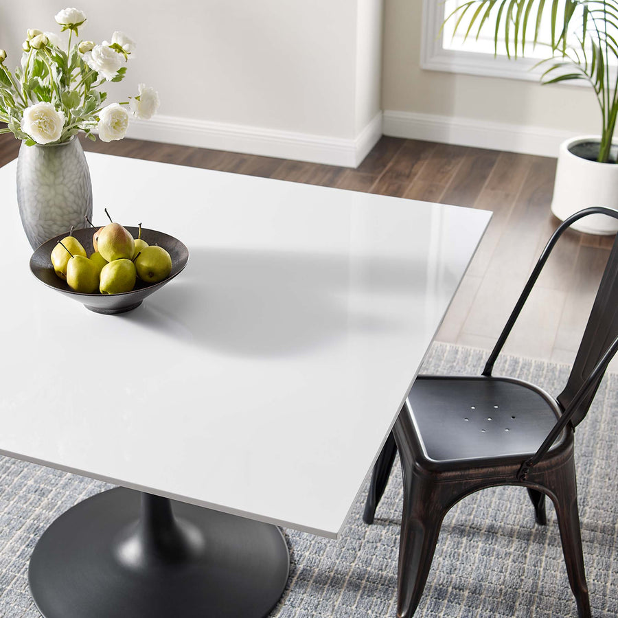 Lumen 48" Square Wood Dining Table in Black White