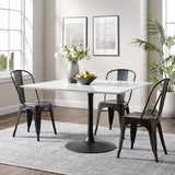 Lumen 48" Square Wood Dining Table in Black White