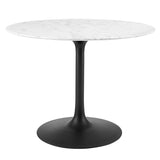 Lumen 40" Round Faux Marble Dining Table in Black White