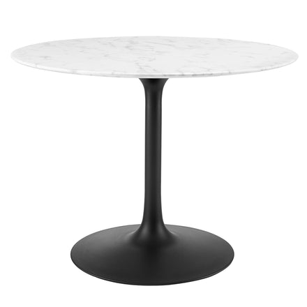 Lippa 40" Round Faux Marble Dining Table in Black White