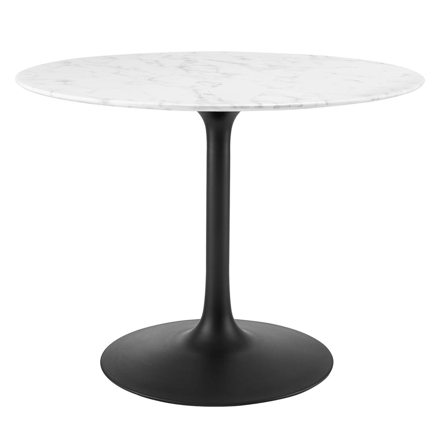 Lumen 40" Round Faux Marble Dining Table in Black White