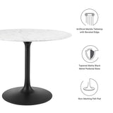 Lumen 40" Round Faux Marble Dining Table in Black White
