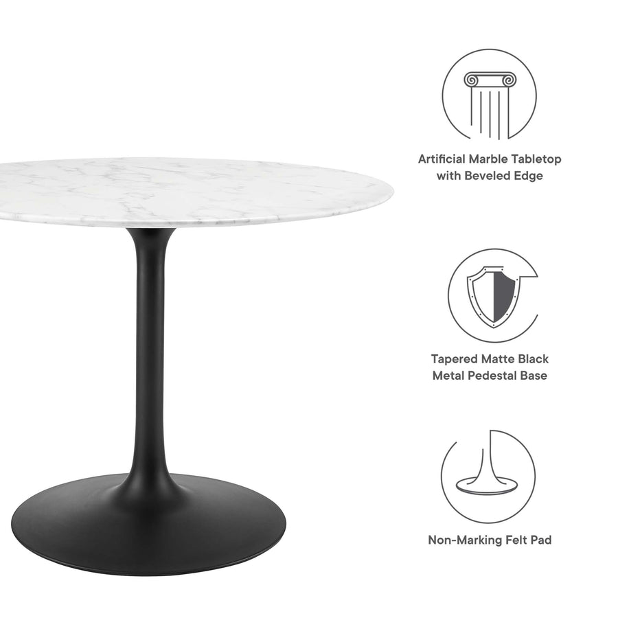 Lumen 40" Round Faux Marble Dining Table in Black White