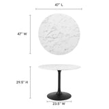 Lumen 40" Round Faux Marble Dining Table in Black White