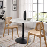 Lumen 40" Round Faux Marble Dining Table in Black White