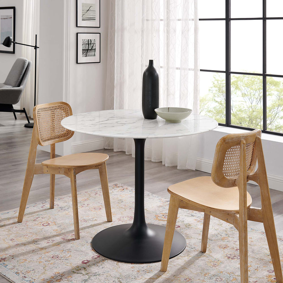Lumen 40" Round Faux Marble Dining Table in Black White