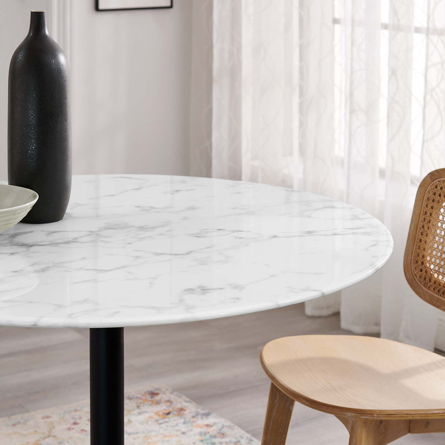 Lumen 40" Round Faux Marble Dining Table in Black White