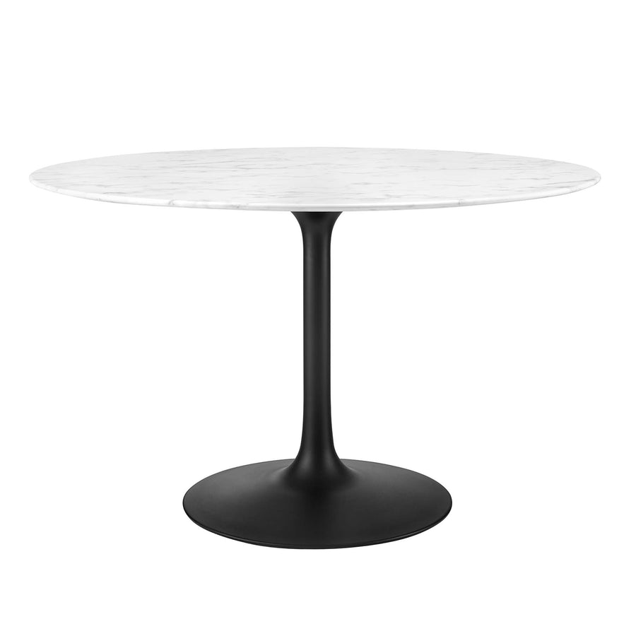 Lumen 48" Round Faux Marble Dining Table in Black White