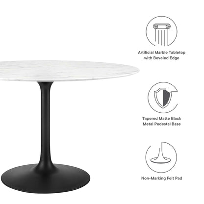 Lippa 48" Round Faux Marble Dining Table by Furniture For America