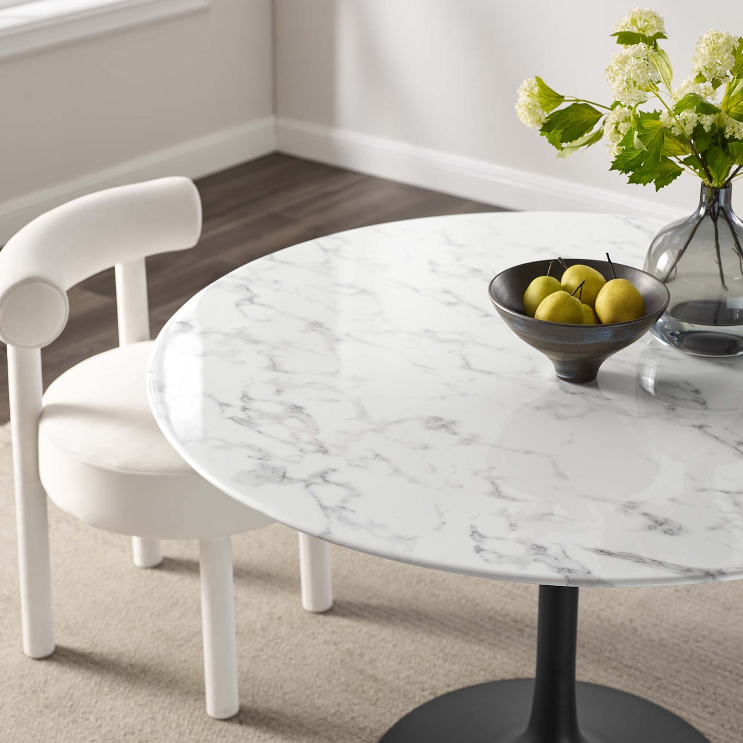Lippa 48" Round Faux Marble Dining Table by Furniture For America