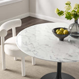 Lumen 48" Round Faux Marble Dining Table in Black White